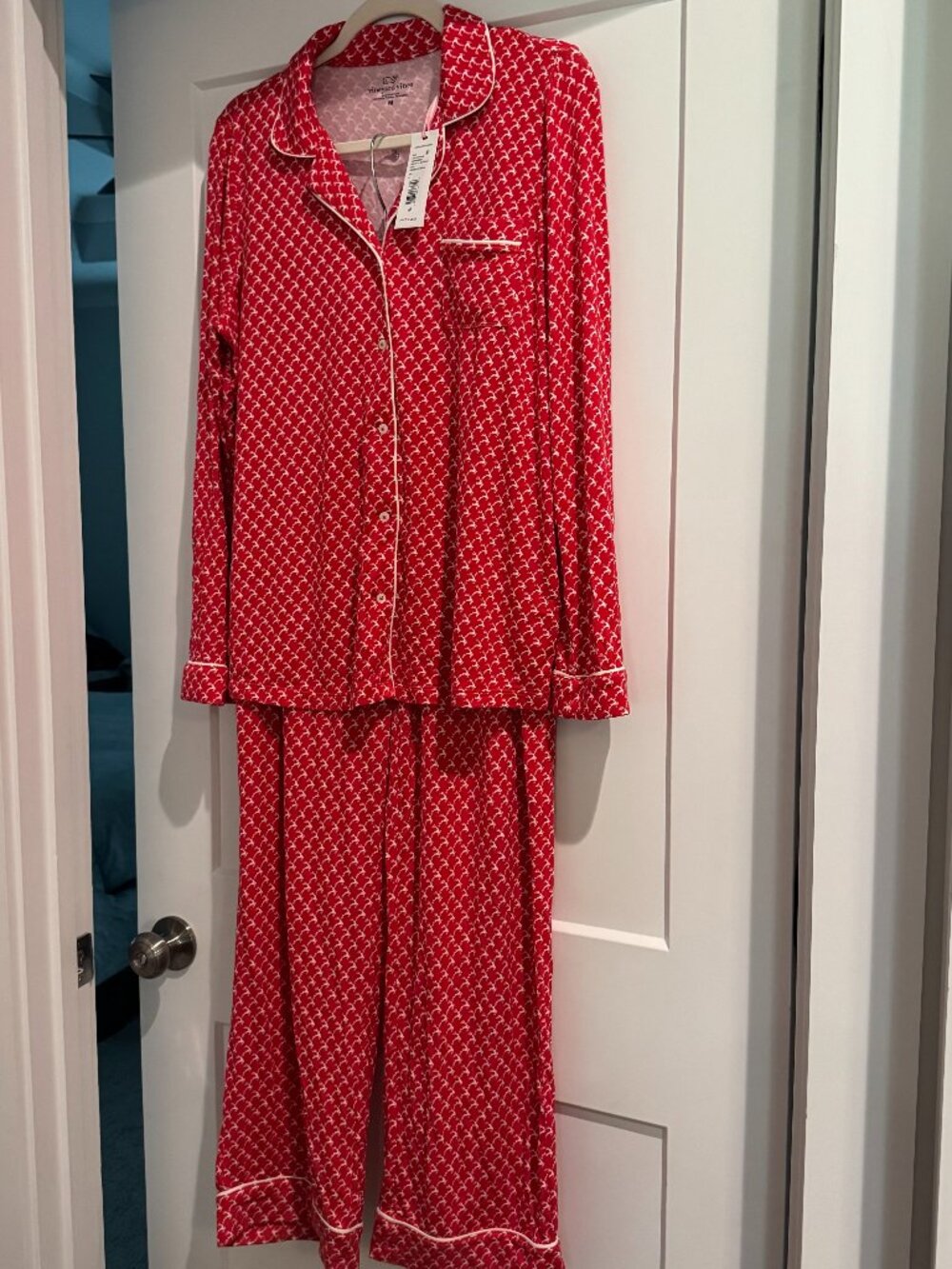 Vineyard Vines Women's Reindeer Modal LS Pajama Pant 2pc Sleep Set Red White M L